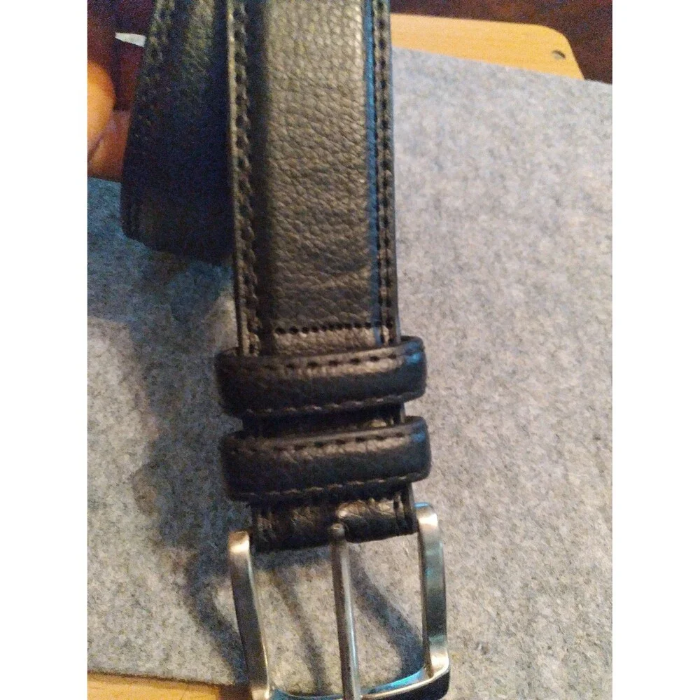 Monolith Fine Leather Classic Black Belt with‎ Silver Buckle Dress Belt
